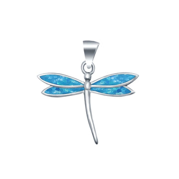 Dragonfly Design Lab Created Blue Opal Pendant 925 Sterling Silver